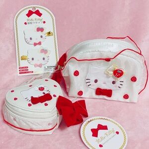 Sanrio Hello Kitty Sweet Strawberry Shortcake Pouch Hair Clips Bundle